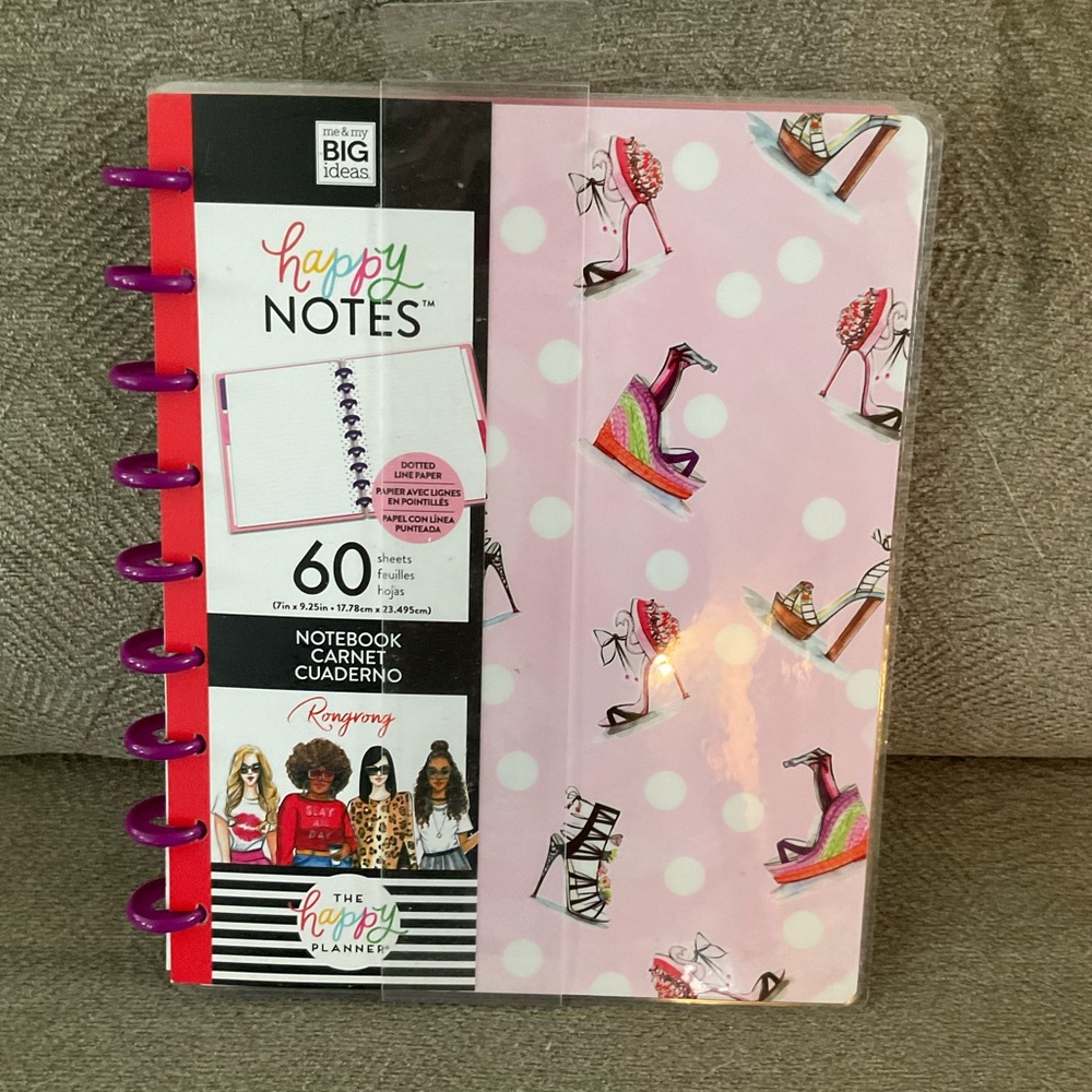 Happy Notes Pink Notebook, note paper and dividers with Shoe Design
